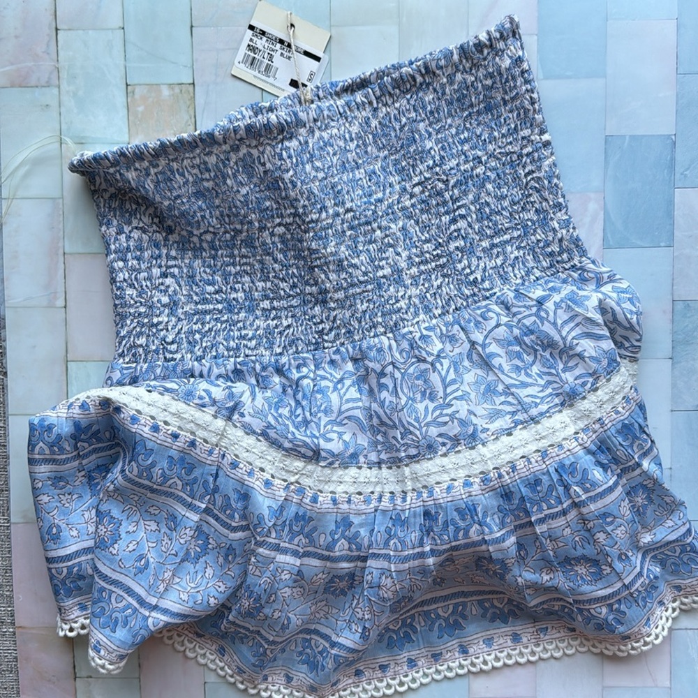 NWT Light blue Silk/Cotton Mini Skirt